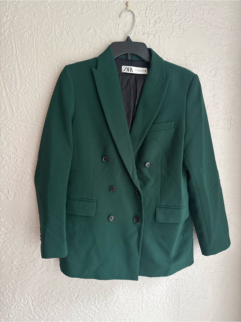 ZARA Dark Green Double-Breasted Blazer